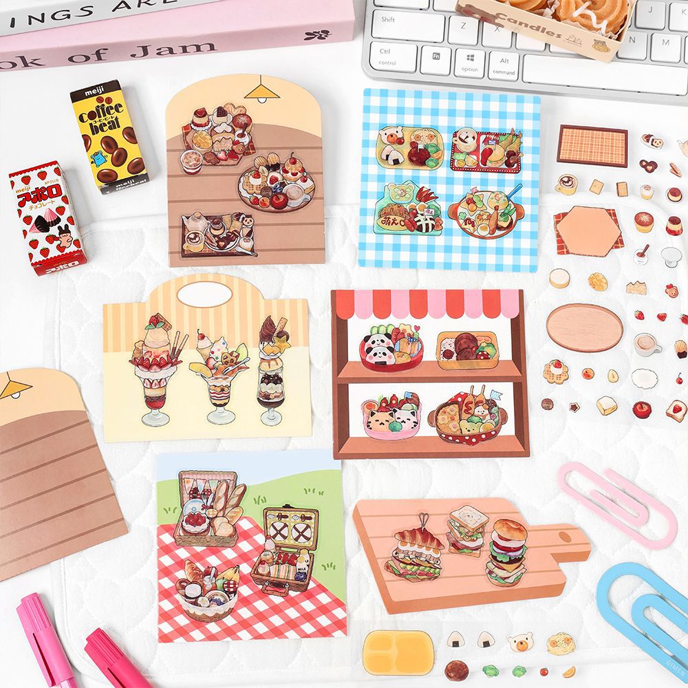 3D Scene Food Shop Card and Stickers Kit