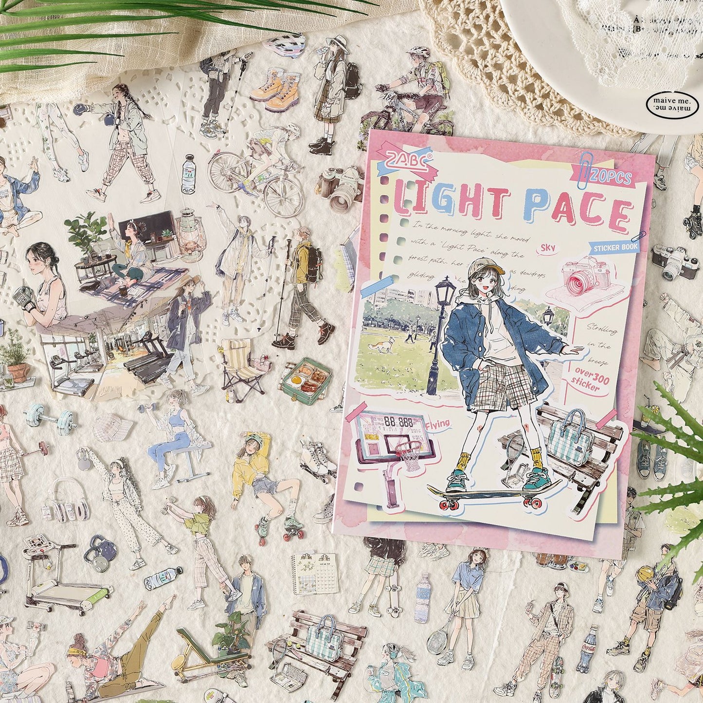 20 Sheets Lifestyle Girl PET Stickers Book QYSHL