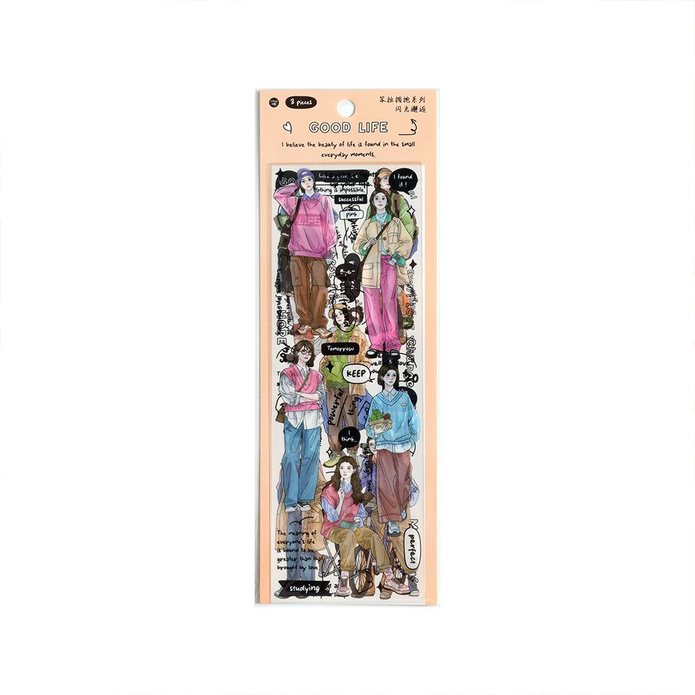3 Pcs Fashion Girl PET Stickers BZYB