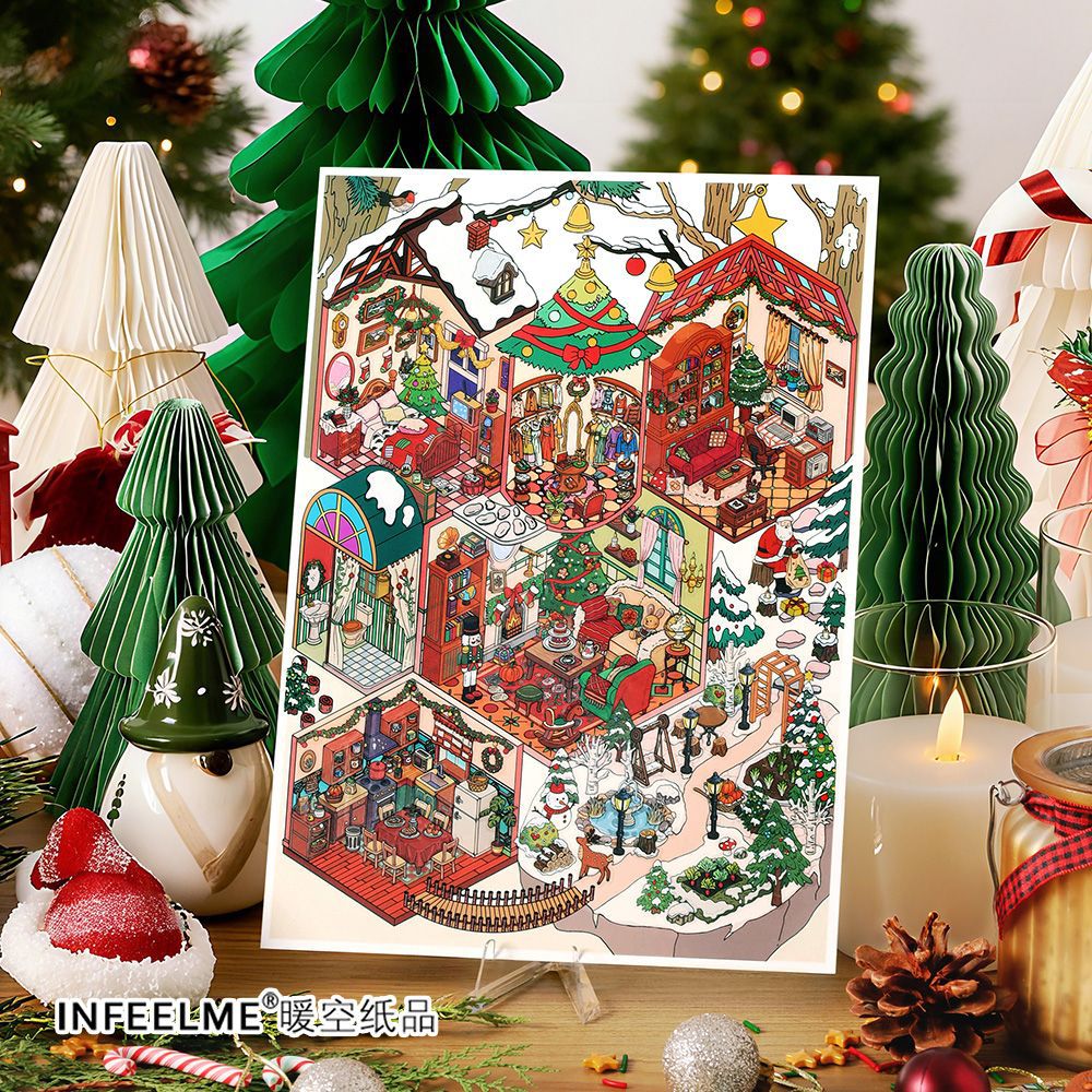 3D Christmas House Scene DIY Stickers Kit WDXW13