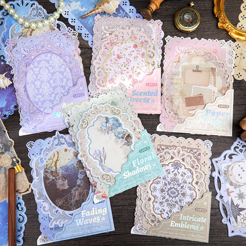 10 Pcs Vintage Lace Edged Scrapbook Paper XRYY