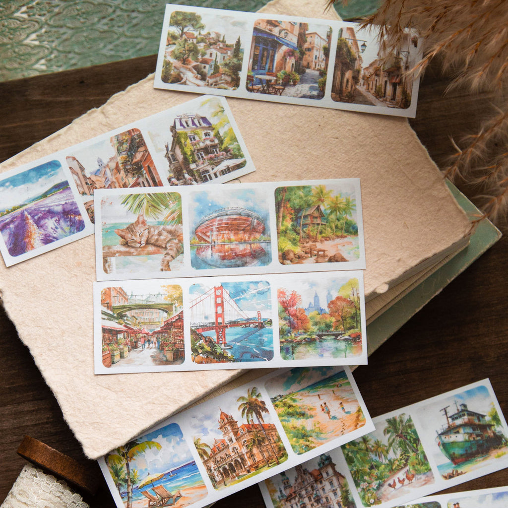 30 Pcs Travel Landscape Washi Stickers Book SJYDFJ