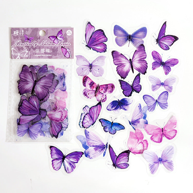 40 Pcs Buttefly PET Sticker Pack