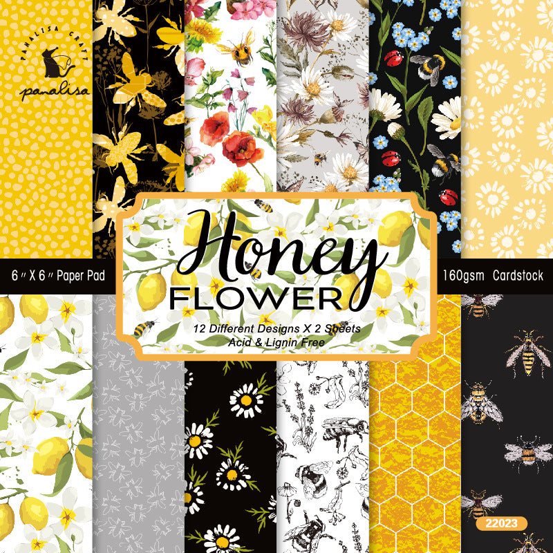 6 inch Honey Flower Scrapbook Paper Pad SKP023