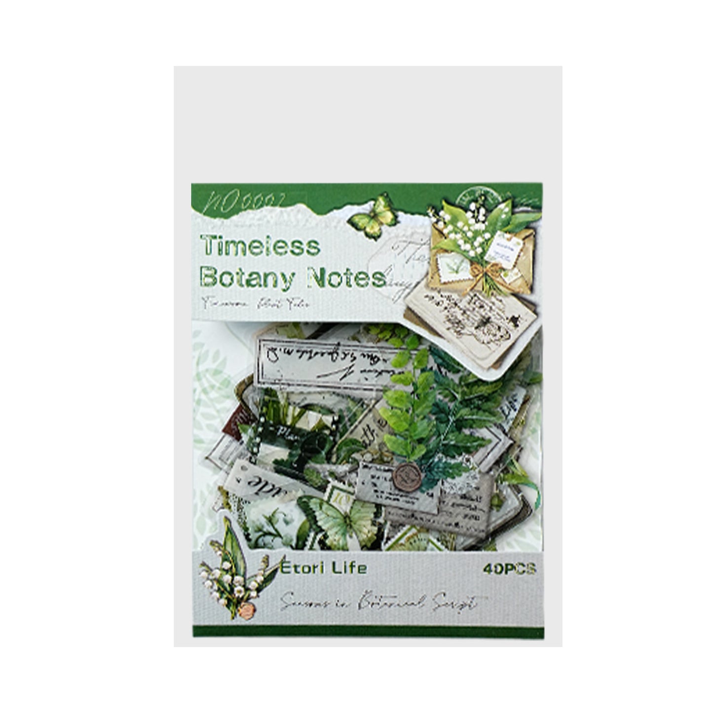 40 Pcs Leaf Flower Collage PET Stickers SGPZ