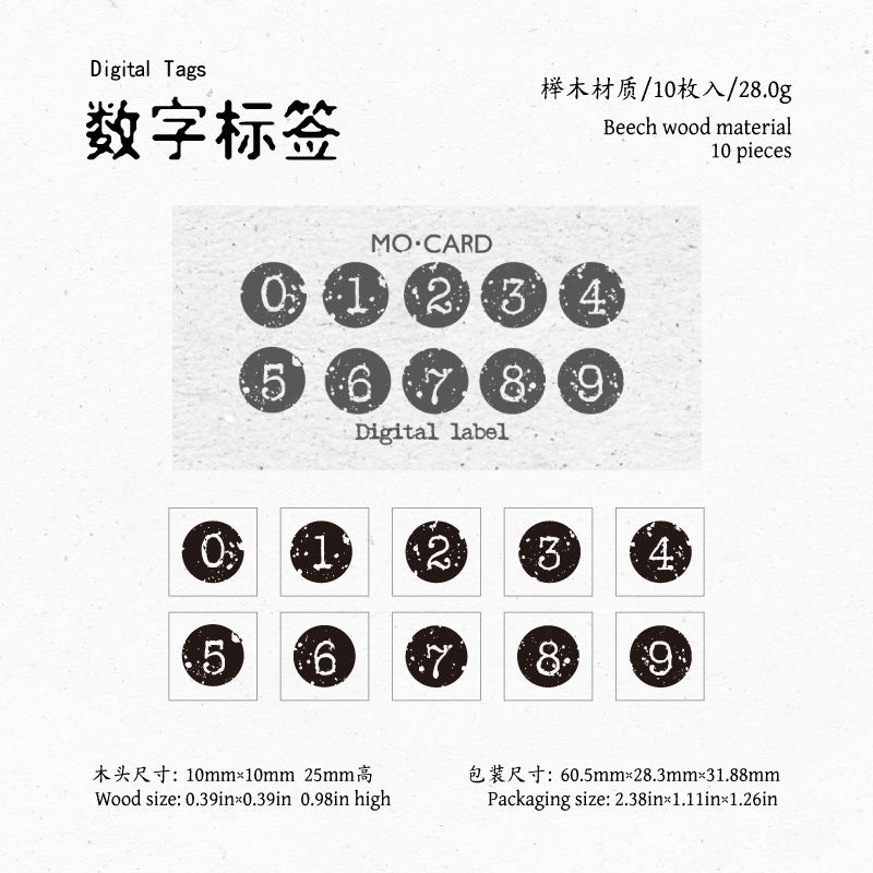 10 Pcs Alphabet Number Wooden Stamp Kit SZYJ