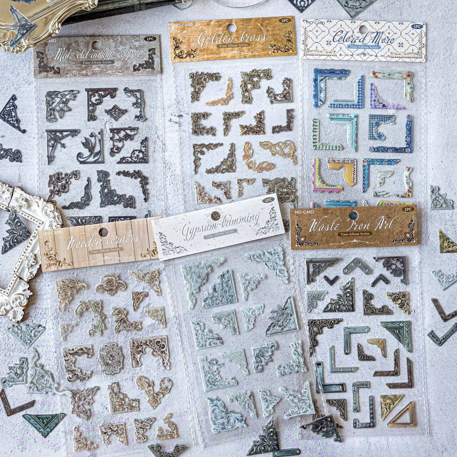 1 Sheet Vintage Epoxy Corner Stickers SGXC