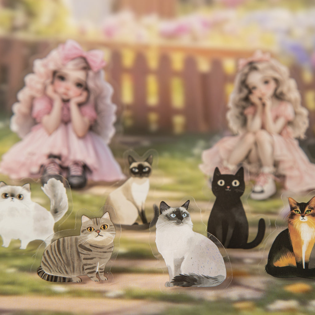 50 Pcs Cat Girl PET Stickers SNYM