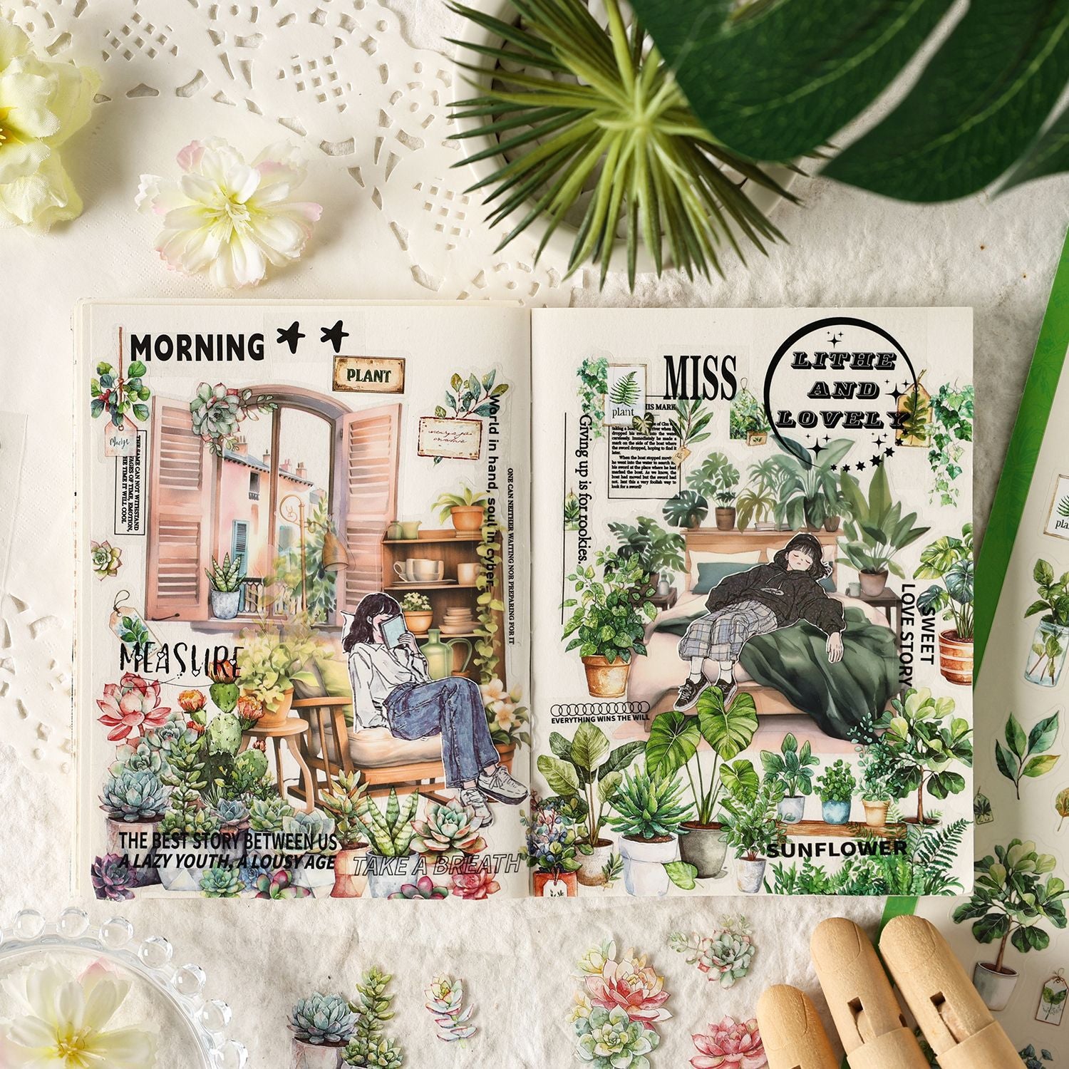 6 Sheets Vegetable Fruit PET Stickers ZRSG