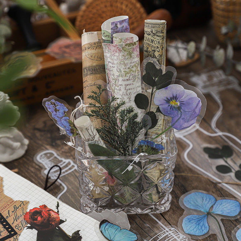 25 Pcs Bottle and Flowers PET Stickers FCHX