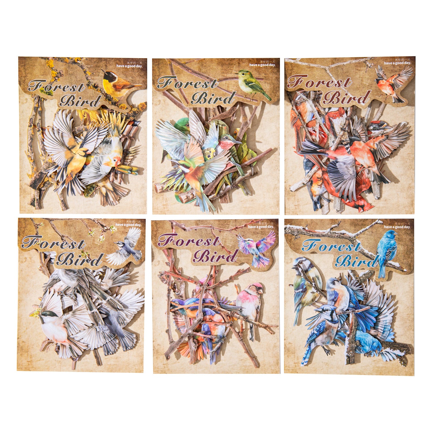 20 Pcs Flying Birds PET Stickers LJQY