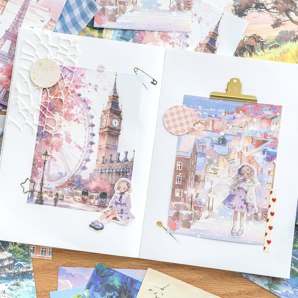 30 Sheets Watercolor Painting Scrapbook Paper JRLC