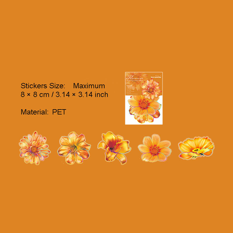 10 Pcs Gliter Flower PET Stickers FHSK