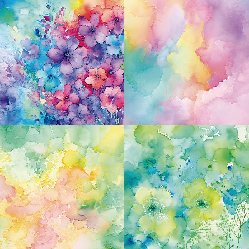 6 inch Watercolor Flower Scrapbook Paper Pad SKP433