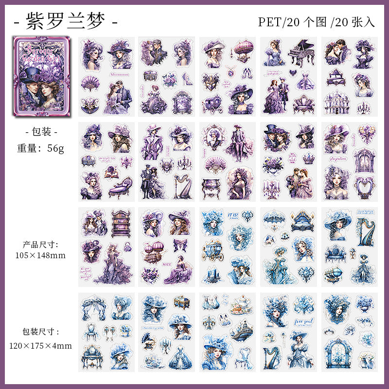 20 Pcs Vintage PET Stickers Book BLKHY