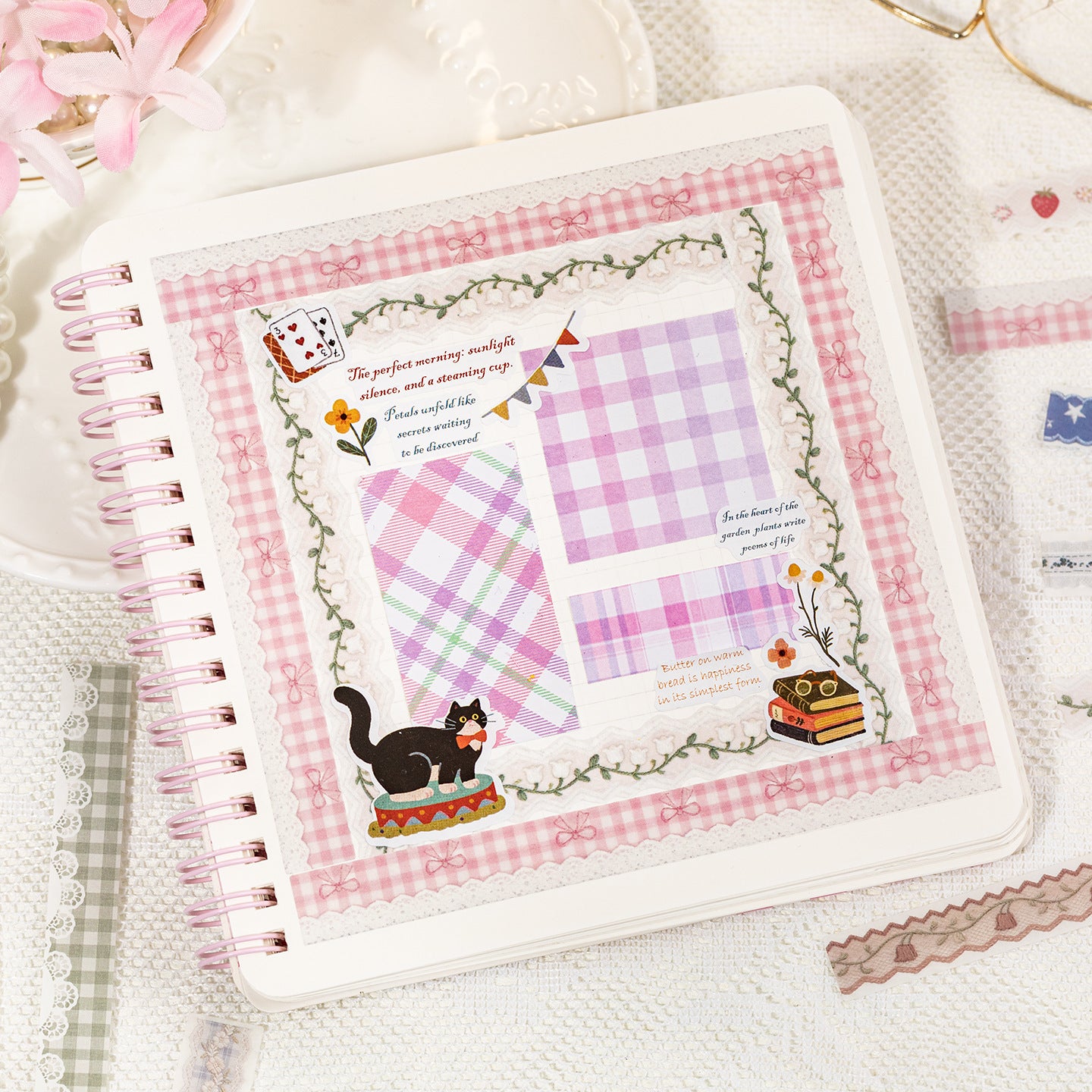 40 Pcs Lace Floral Washi Stickers HBYJ