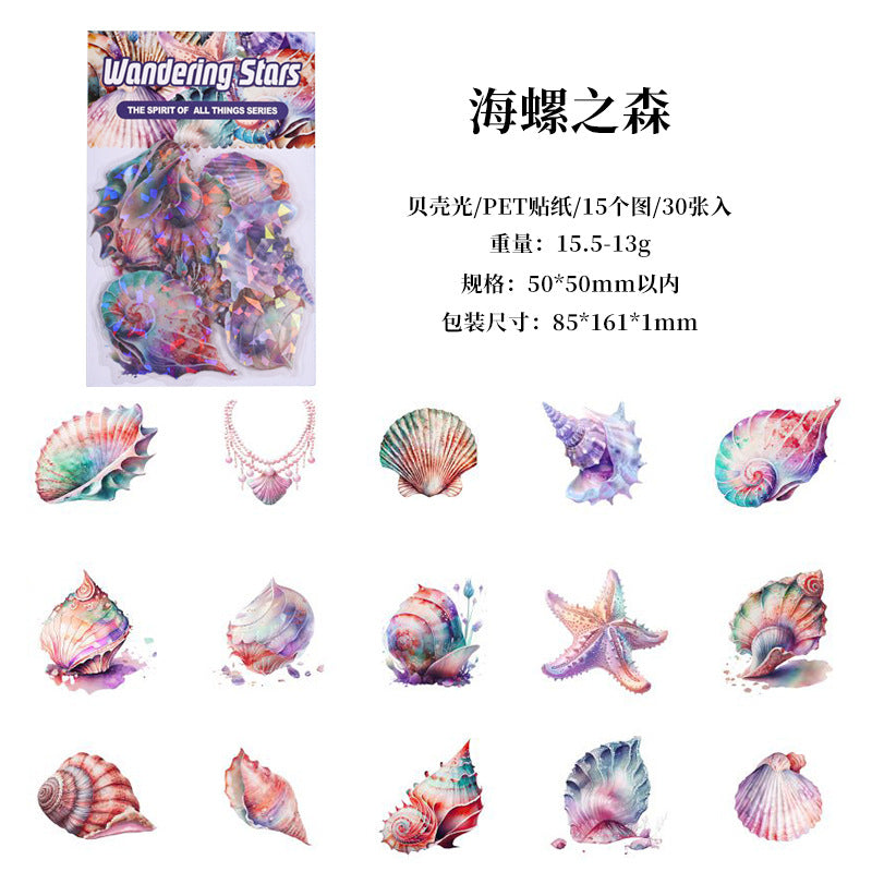 30 Pcs Sea Theme PET Stickers HYXC