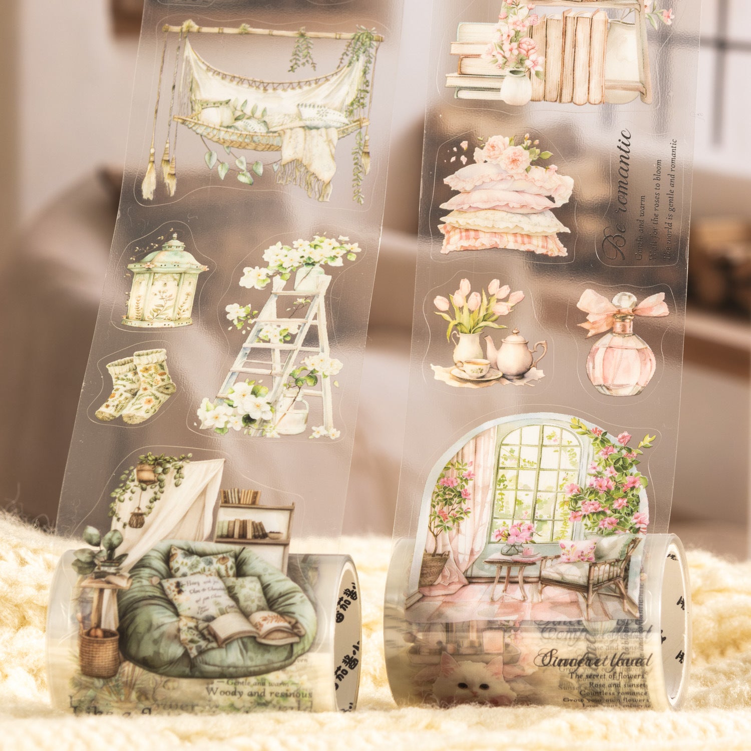 1 Roll Home Decoration Theme Pre-cut Stickers Tape NJXL
