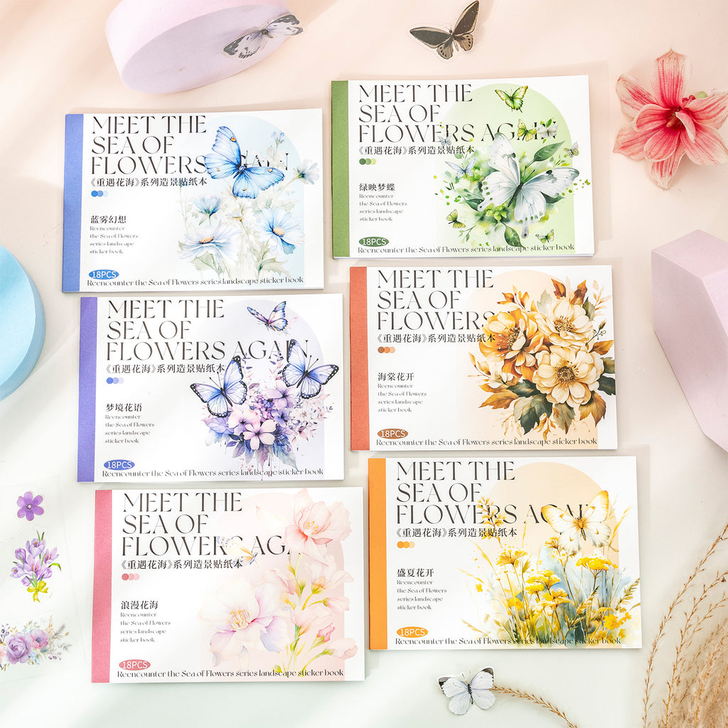 18 Sheets Flower Washi Stickers and PET Stickers CYHH