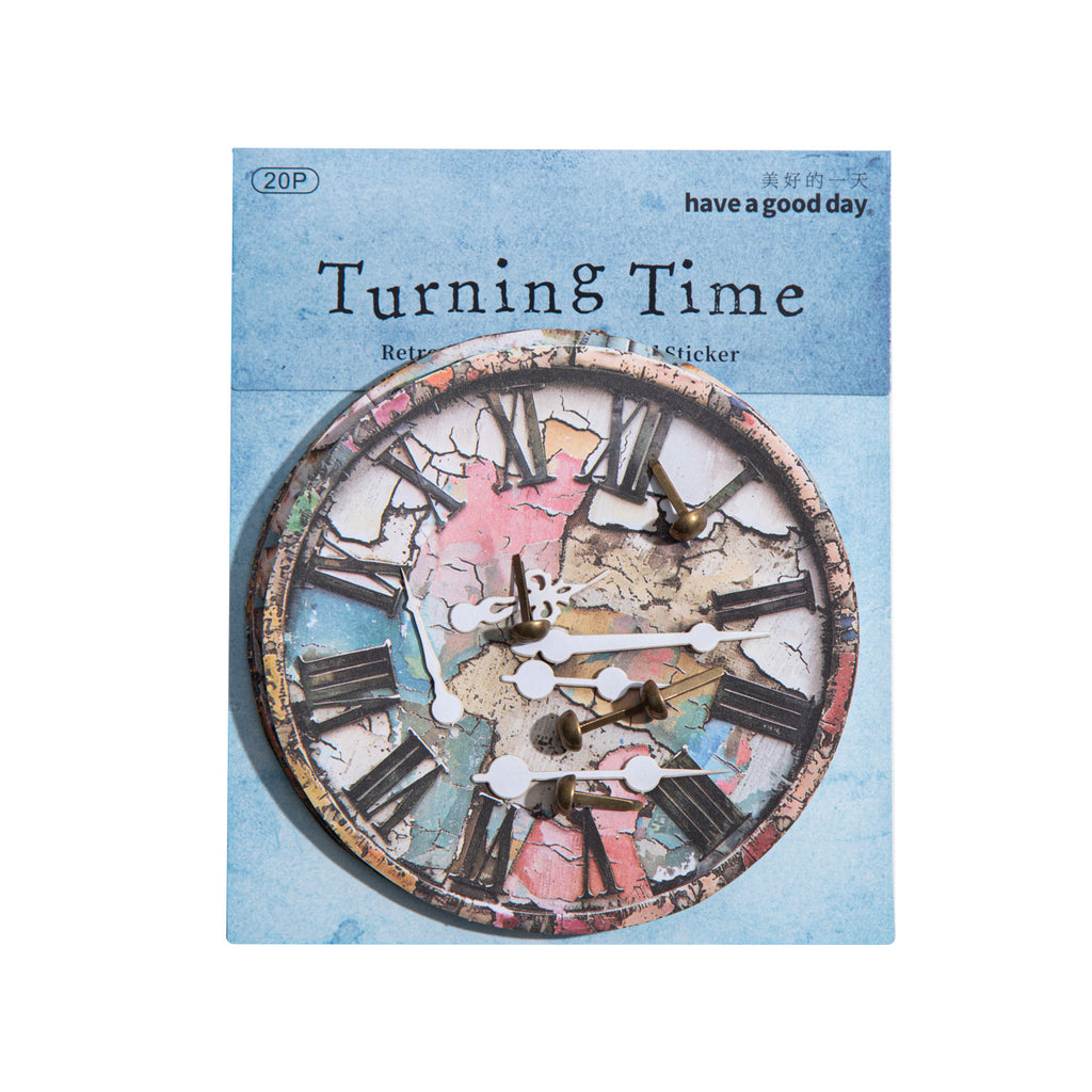 15 Pcs Vintage Clock Themed Stickers ZDSG