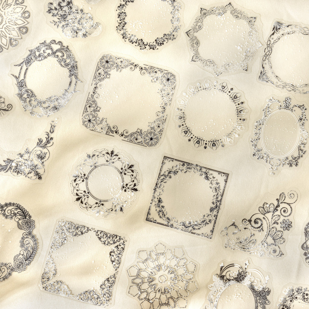 20 Pcs Floral Lace Frame PET Stickers ZMLS