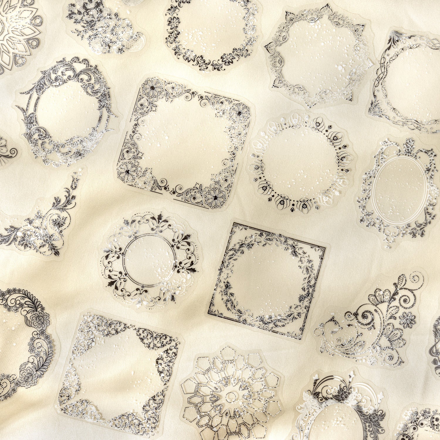 20 Pcs Floral Lace Frame PET Stickers ZMLS