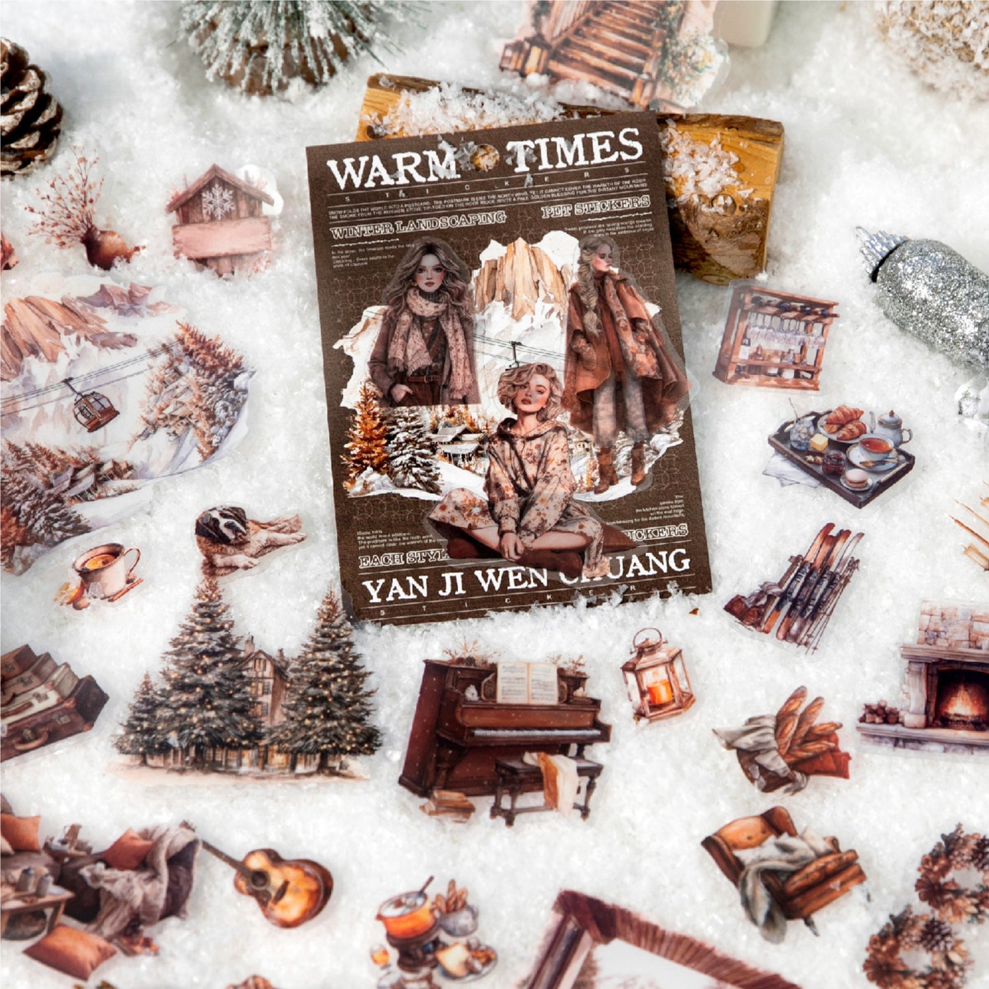 20 Pcs Cozy Winter PET Stickers WNSG