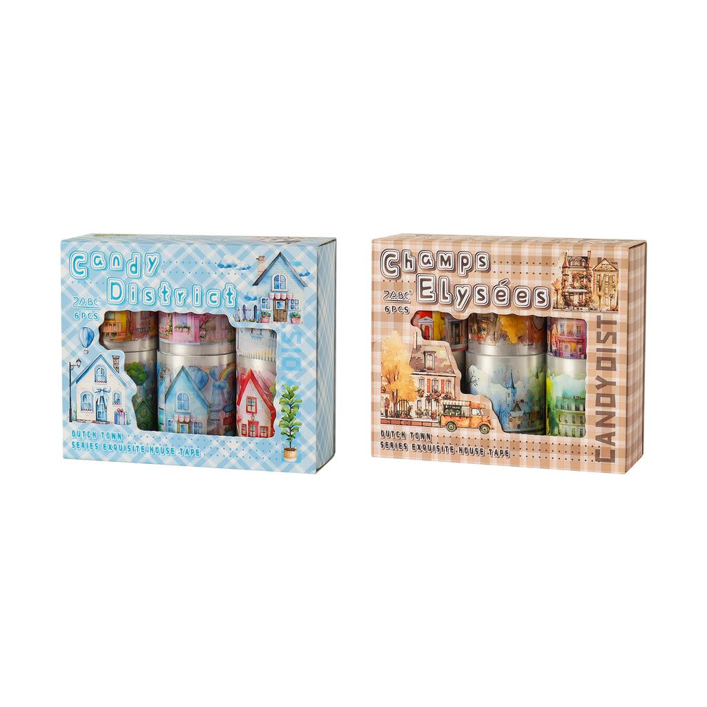 6 Rolls House Town PET Stickers Tapes Set HLXZ