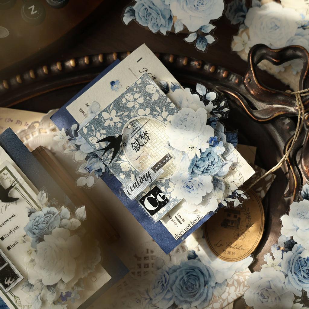 Floral Decorative Tape Rolls- Moonlit Rose Indigo