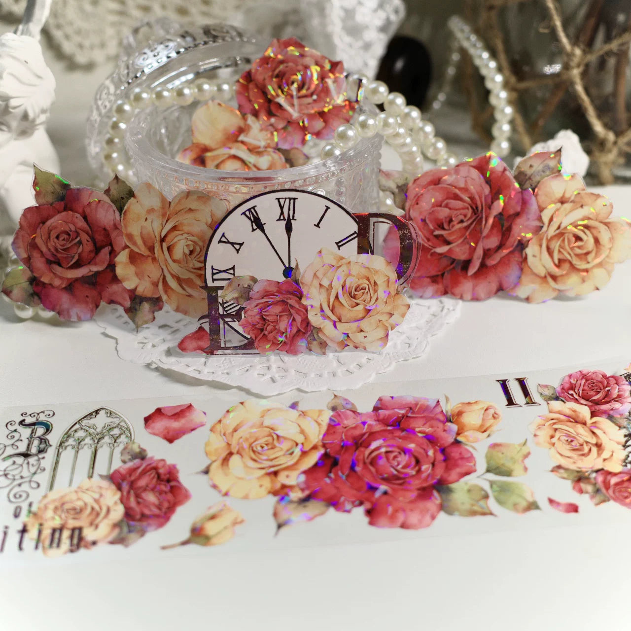 Floral  Decorative Tape Rolls- Vintage Rose