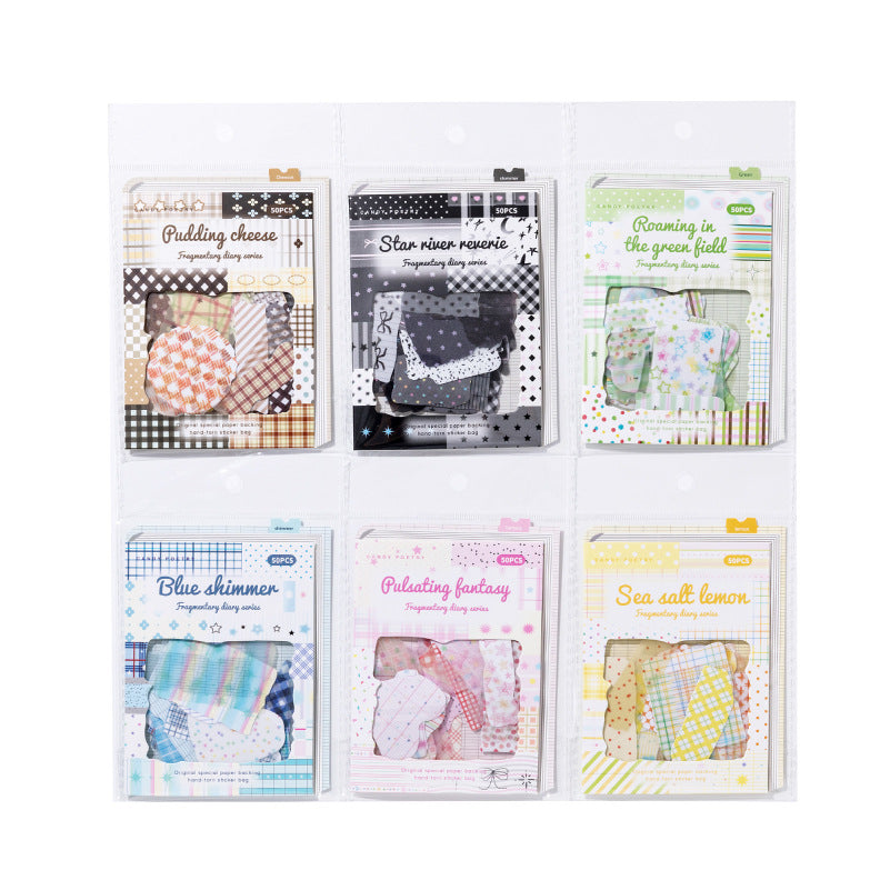 50 Pcs Gird Strip Themed Journal Stickers LSRJ