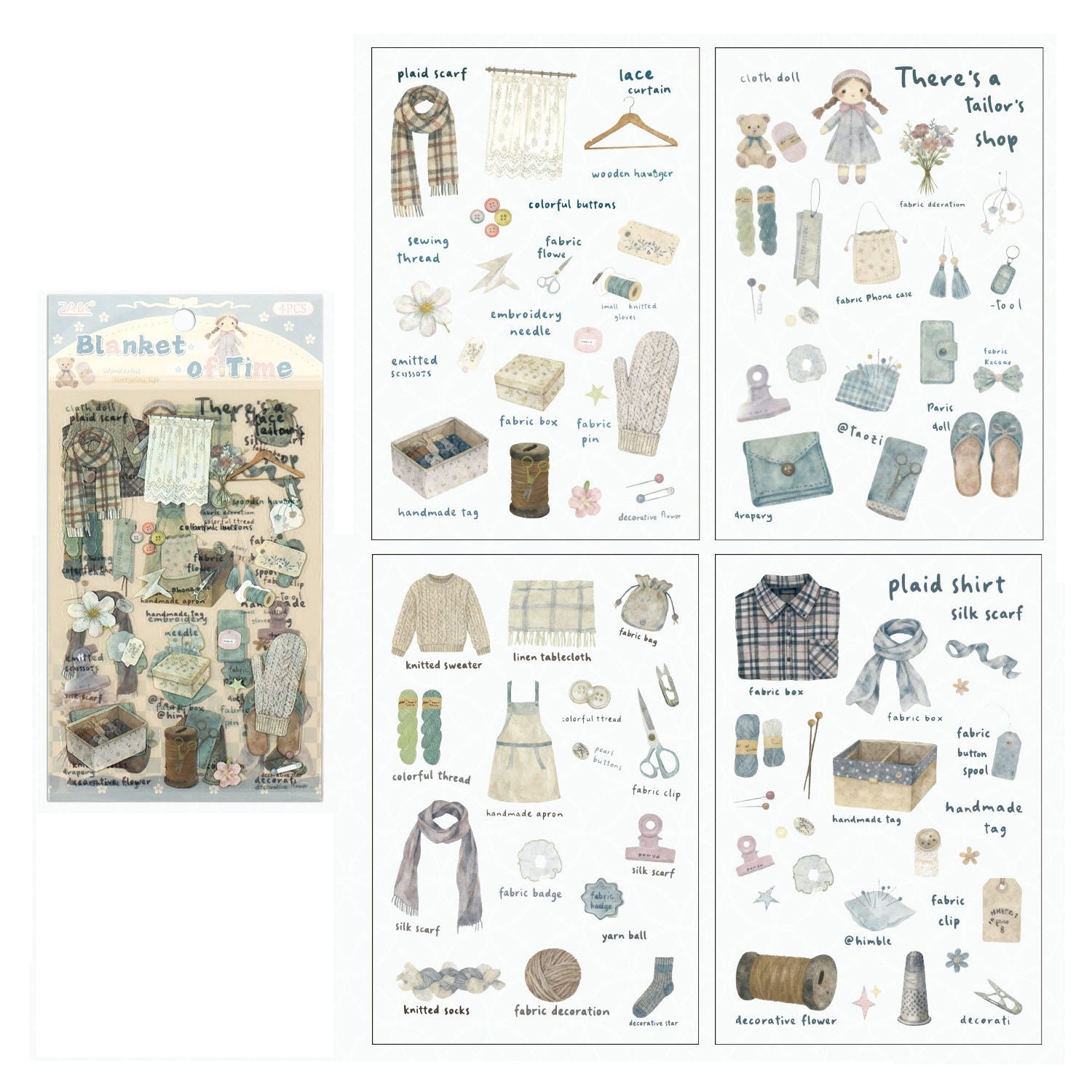 4 Pcs Everyday Journal PET Stickers - Past Days