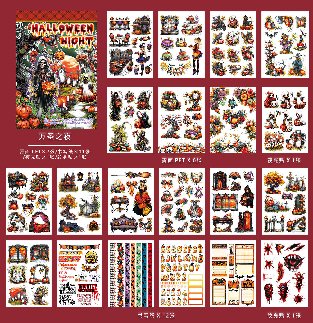 20 Sheets A5 Halloween Stickers Book DHWSJ