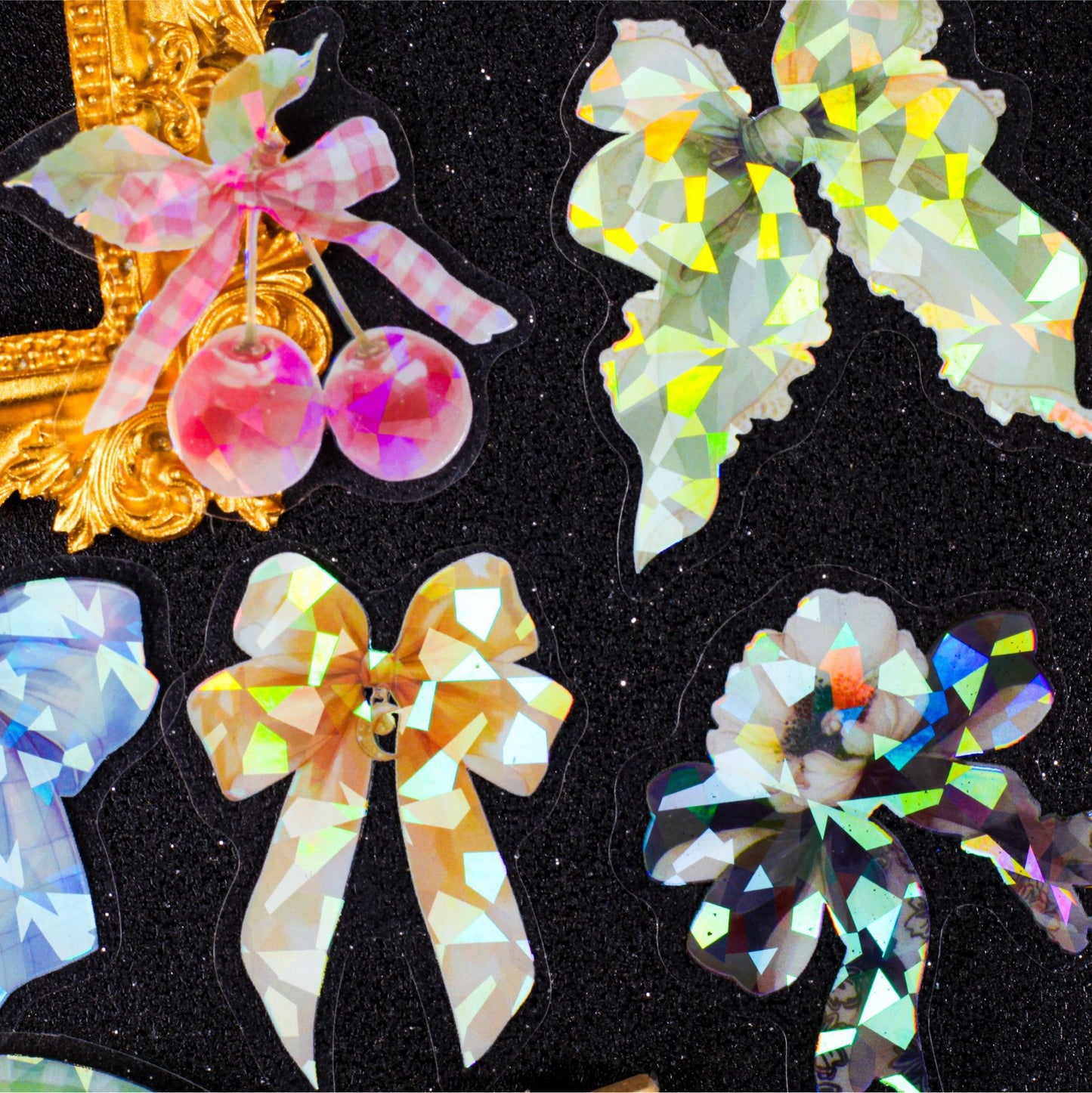 20 Pcs Holographic Bowknot PET Stickers DJXL