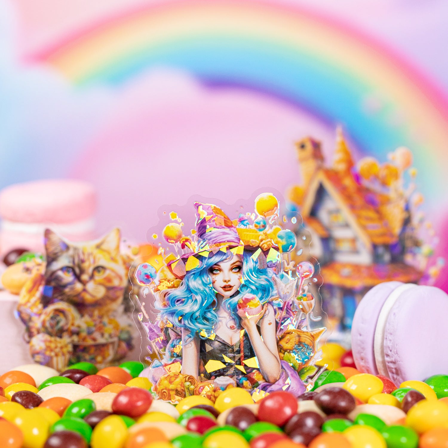 10 Pcs Candy House PET Stickers MFTGW