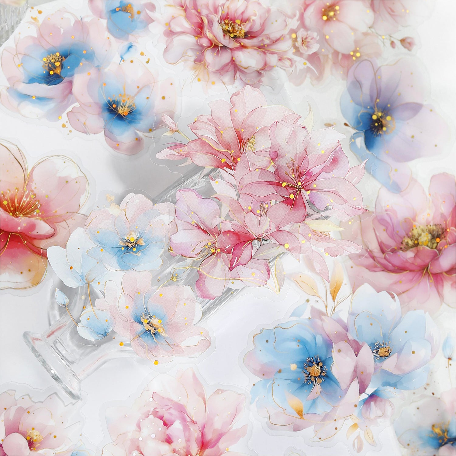 10 Pcs Large Size Flower PET Stickers BYHM