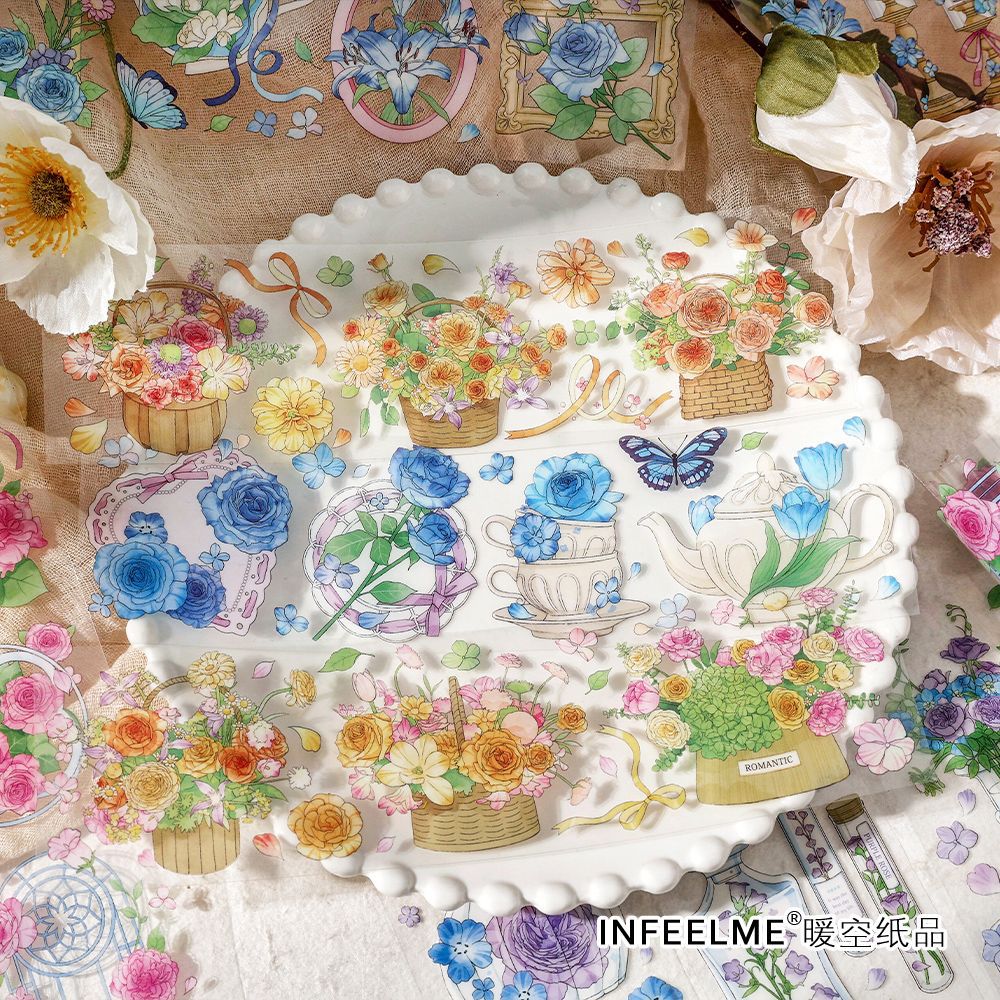 3 Pcs Flowers PET Stickers HJMX