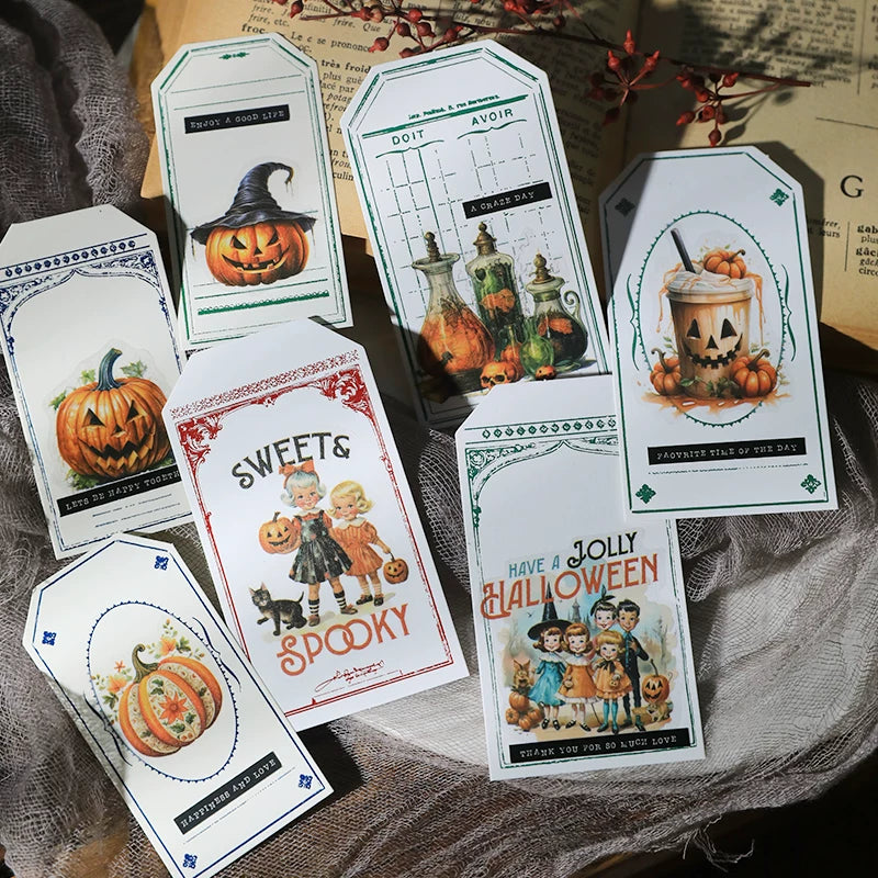 50PCS Vintage Halloween Vellum Paper Stickers