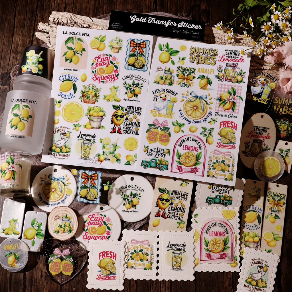 2 Sheets Waterproof Rub on Stickers - Lemmon