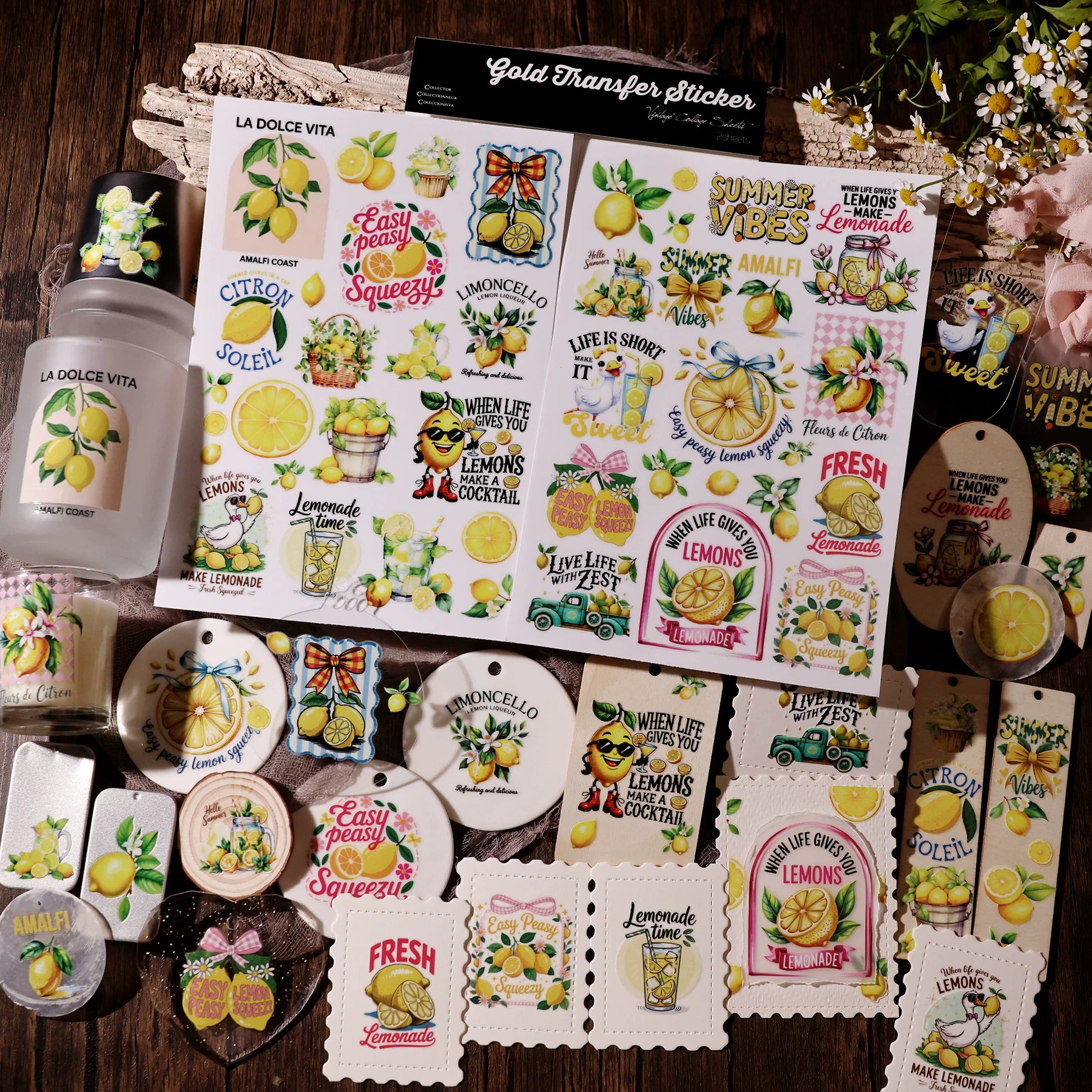 2 Sheets Waterproof Rub on Stickers - Lemmon