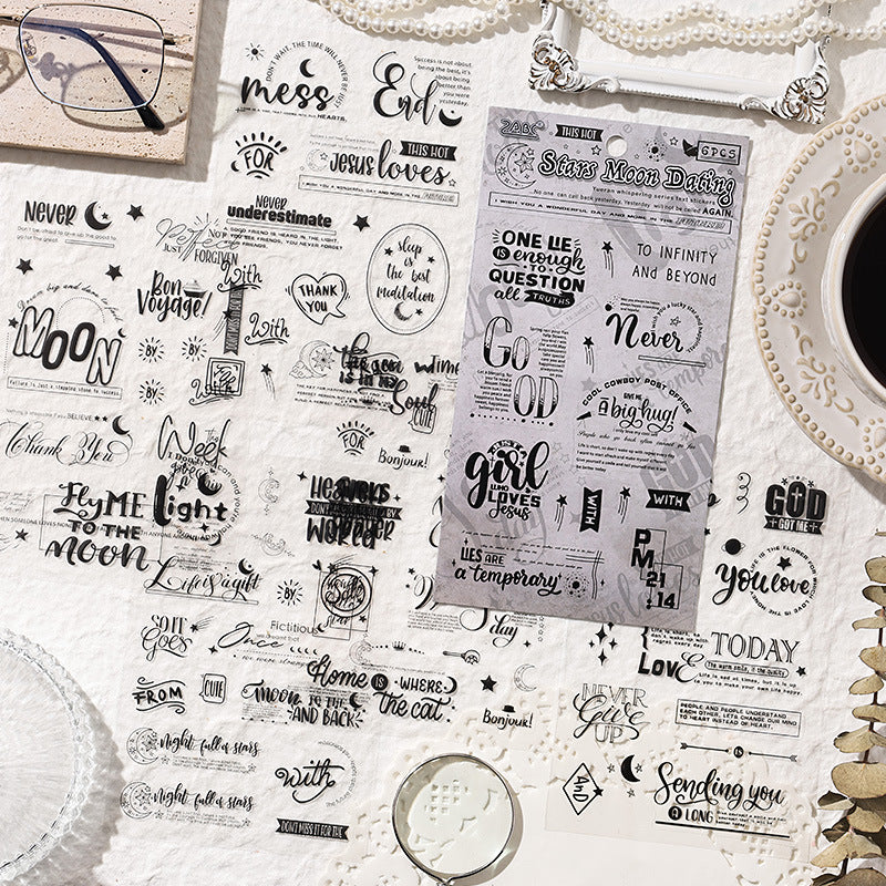 6 Sheets Quote PET Stickers YRQY