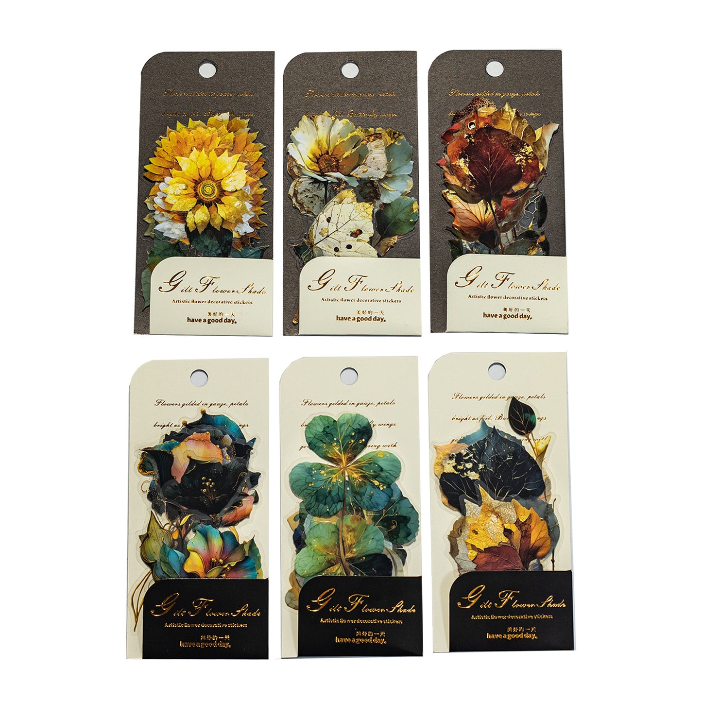 10 Pcs Vintage Flower PET Stickers LJHY