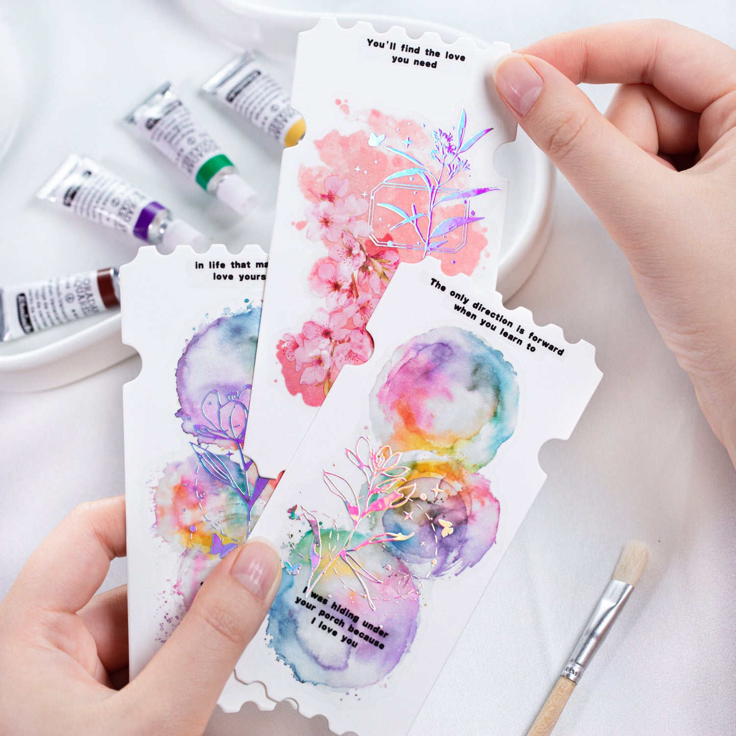 15 Pcs Watercolor Blooming PET Stickers LJXL