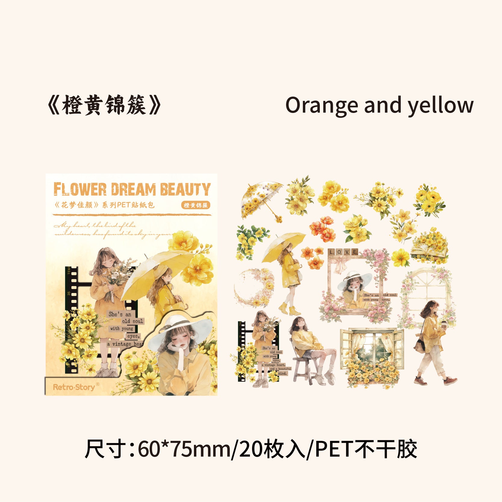 20 Pcs Life Style PET Stickers HMJY