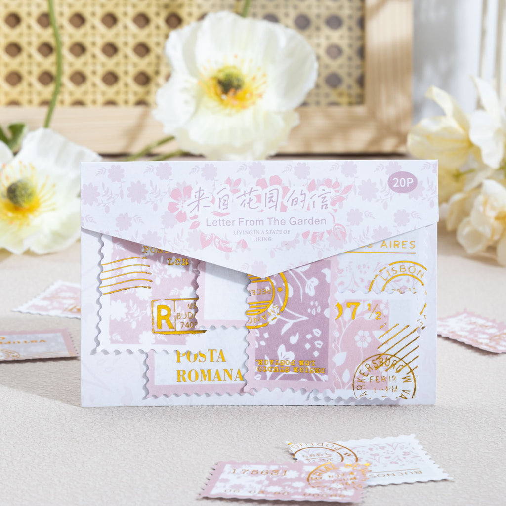 20 Pcs Floral Postage Stamp Stickers LZHY