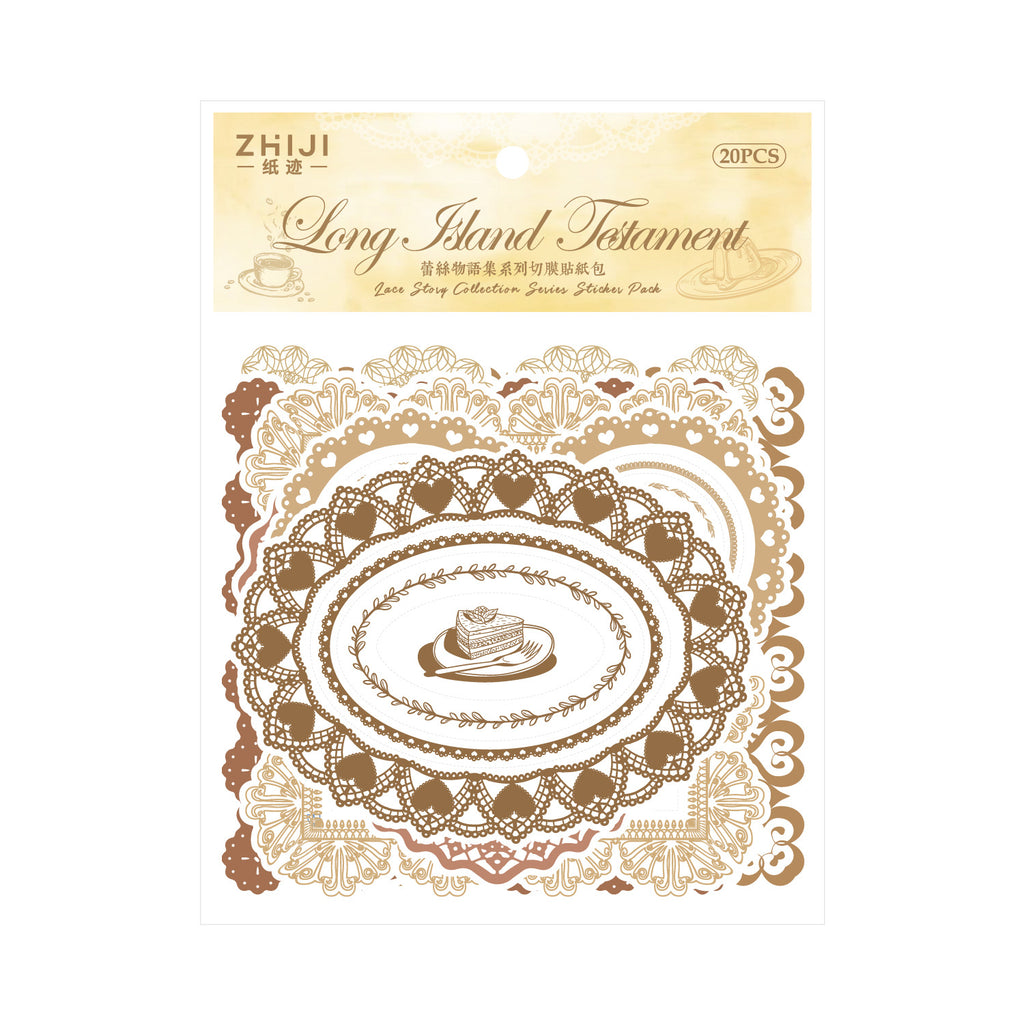 20 Pcs Heart Shape Lace Frame Stickers LSWYJ