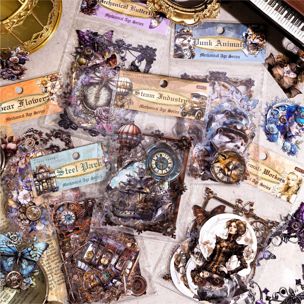 40 Pcs Old Time PET Stickers JXSD