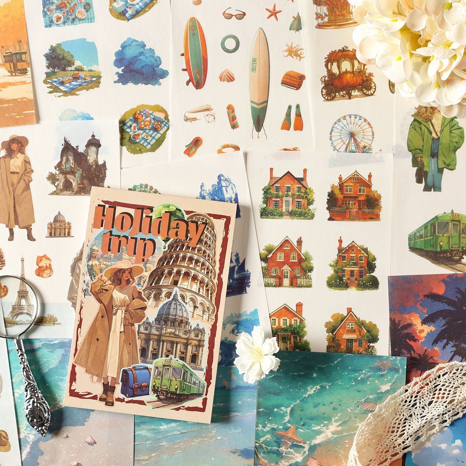 50 Sheets Vitnage Journal Paper and Stickers Book QNSG
