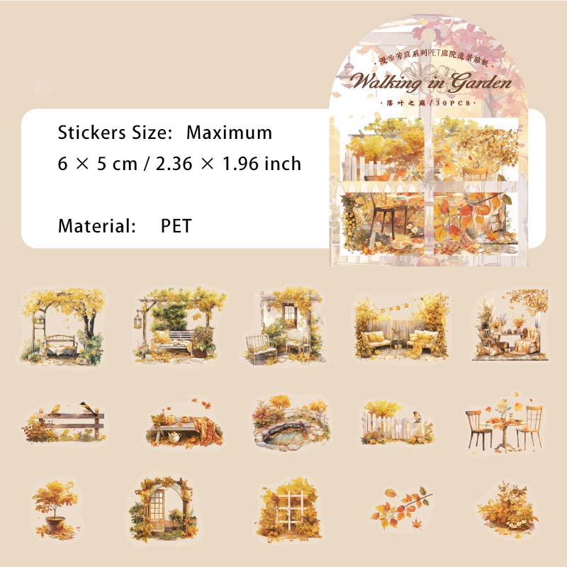30 Pcs Garden Theme PET Sitkcers MBFT