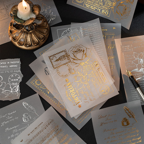 10 Pcs Glitter Vintage Scrapbook Paper GDSJ